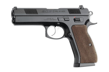 Image of CZ-USA 97-B Pistol, .45 ACP, 4.8in barrel, steel frame, checkered wood grip, recoil operated semi-automatic, fixed, 10 round magazine, CZ-97 B-45-4.8-1-FRRMPG