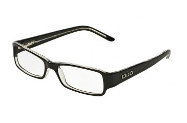 Image of D&amp;G DD 1146 Eyeglasses Styles Black Top On Clear Frame w/Non-Rx 50 mm Diameter Lenses, 675-5016, DandG DD 1146 Eyeglasses Styles Black Top On Clear Frame w/Non-Rx 50 mm Diameter Lenses