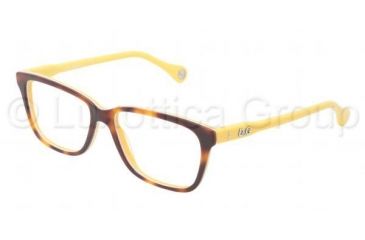 Image of D&amp;G VIBRANT COLOURS DD1238 Eyeglass Frames 2606-5215 - Havana On Yellow Frame, Clear Lens Lenses