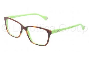 Image of D&amp;G VIBRANT COLOURS DD1238 Eyeglass Frames 2687-5215 - Havana On Green Frame, Demo Lens Lenses