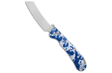 Image of Daggerr Daggerr Knives Behemoth Slim Crossbar Lock Blue/White 4.00" Satin, Blue/White, VG10, adult, BHQ-227905