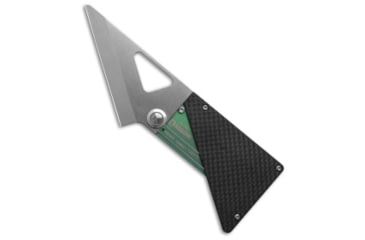 Image of Daggerr Knives Card Folding Knife, 3.30in, 8Cr13MoV, Carbon Fiber, Titanium, Black/Green Handle, Black/Green/Gray, 6.15 inch, BHQ-199724