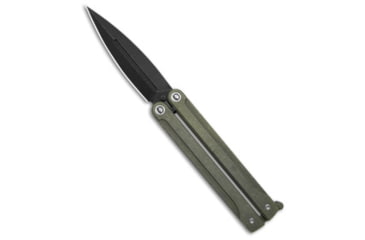 Image of Daggerr Knives Daggerr Knives Monarch Butterfly Knife Olive Titanium 3.5" Black Stonewash, OD Green, VG10, adult, BHQ-182161