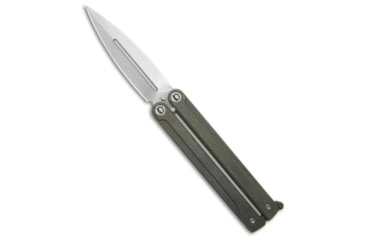 Image of Daggerr Knives Daggerr Knives Monarch Butterfly Knife Olive Titanium 3.5" Satin, OD Green, VG10, adult, BHQ-182162