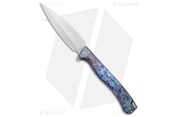 Image of Daggerr Knives Vendetta Folding Knife, 5.00in, Bohler M390 Stainless Steel, Dagger Blade, Titanium, Blue Handle, Blue/Gray, 11.00 inch, BHQ-177003