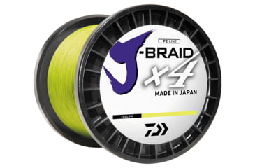 Image of Daiwa J-Braid 4X Braided Line w/ Bulk Spool, 50lb, 3000yd, Fluorescent Yellow, JB4U50-3000FY
