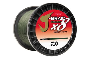 Image of Daiwa J-Braid 8X Braided Line w/Bulk Spool, 3000yds, 20lb, Dark Green, JB8U20-3000DG