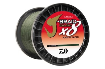 Image of Daiwa J-Braid x8 Grand Braid Line w/Bulk Spool, 3000yds, 8lb, Dark Green, JBGD8U8-3000DG