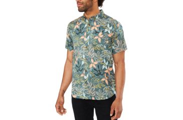 Image of Dakine Poipu Short Sleeve Woven Shirt - Mens, Balsam Green Painted Trop, Small, 10001175-B-91M-S