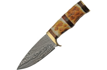 Image of Damascus Burnt Hunter Knife, 4.5 Damascus steel blade, Burnt bone handle, DM-1254