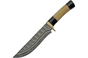 Image of Damascus Camel Bone and Horn Hunter Knife, 7.25 Damascus steel blade, Camel bone and buffalo horn handle, DM-1227BO