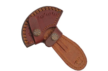 Image of Damascus Cutter Colorwood Fixed Blade Knife, 1.00 in, Damascus Steel, Ulu Blade, Red Sculpted Pakkawood Handle, DM1298RD