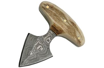 Image of Damascus Push Dagger Fixed Blade Knife, 2in, Damascus Steel, Standard Edge, Stag Handle, DM1119