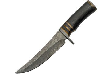 Image of Damascus Damascus Wood Bowie Knife, 7.5 Damascus steel blade, Exotic wood handle with red and brass spacers, DM-1241