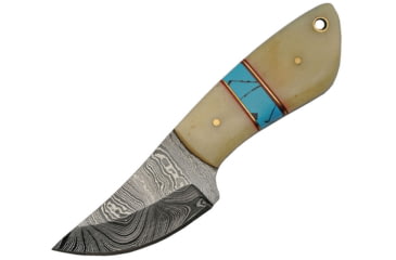 Image of Damascus Fixed Blade Bone Knife, 2.75 Damascus steel blade, Natural smooth bone handle, DM-1238