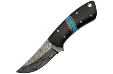 Image of Damascus Fixed Blade Knife with Wood Handle, 2.75 Damascus steel blade, Wenge wood handle, DM-1243
