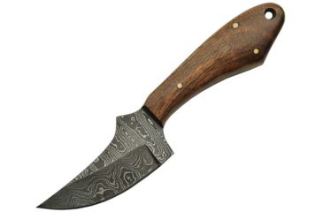 Image of Damascus Fixed Blade Skinner Wood Fixed Blade Knife, 2.875in, Damascus Steel, Standard Edge, Brown, Wood Handle DM1131WN