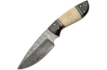 Image of Damascus Fixed Blade White Bone Fixed Blade Knife, 9in, 3.625in, Damascus Steel, White, Smooth Bone Handle DM1085
