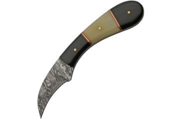 Image of Damascus Hook Hunter Horn/Bone Knife, 2.5 Damascus steel curved blade, Buffalo horn and camel bone handle, DM-1260HN