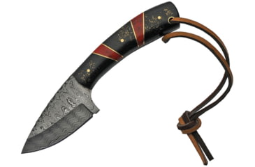 Image of Damascus Hunter Black Knife, 3 Damascus steel blade, Black and red synthetic handle, DM-1233RD