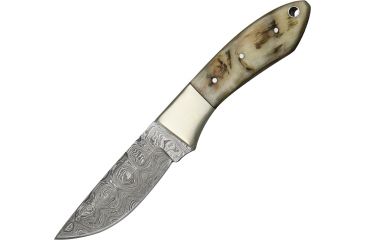 Image of Damascus Hunter Fixed Knife, Damascus Steel Drop Point Blade, Rams horn Handle DM1050RM