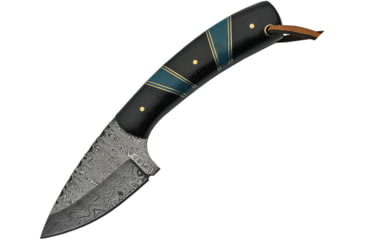 Image of Damascus Hunter Turquoise Knife, 3 Damascus steel blade, Black synthetic and turquoise handle, DM-1233BK
