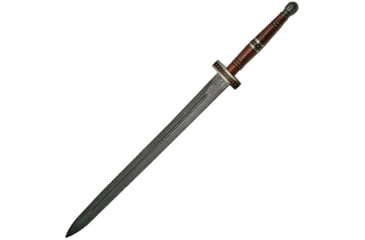 Image of Damascus Imperial Damascus Sword, Overall 37in, Blade 27in L Damascus Steel L Standard Edge, Handle, brown, DM5016