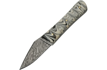 Image of Damascus Marble Skinner Black Knife, 3.25 Damascus steel blade, Black and white resin handle, DM-1258BK