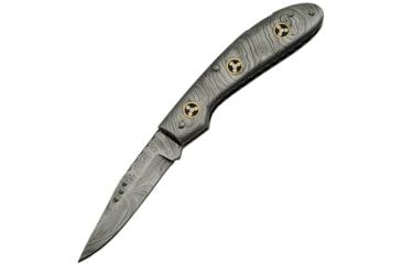 Image of Damascus Mosaic Pins Lockback Folding Knife, 3in Damascus Steel Clip Point Blade, Damascus Steel, DM-1135