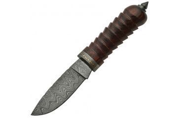 Image of Damascus Rosewood Hunter Knife w/ Drop Point Blade DM1081