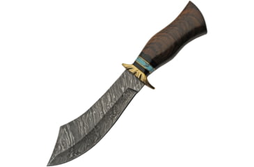 Image of Damascus Scimitar Bowie Knife, 7 Damascus steel blade, Walnut handle, DM-1252