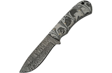 Image of Damascus Storm Hunter Black Knife, 4 Damascus steel blade, Black and white Kirinite handle, DM-1251BK