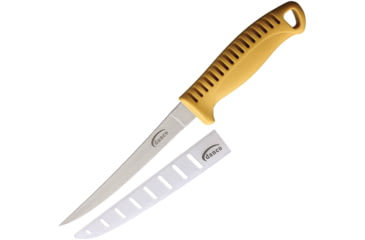 Image of Danco 11in Fillet Knife, 11in Overall, 6in Satin Stainless Fillet Blade, Yellow Plastic Handle, ST-3201-6
