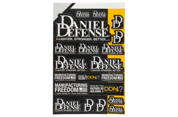 Image of Daniel Defense Die Cut Sticker Sheet, Black/Yellow, 14-088-10563