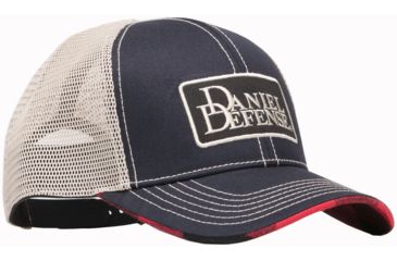 Image of Daniel Defense Georgia Trucker's Hat w/ Mesh and Logo, Red and Black Plaid, Navy/White, OS 14-044-21125