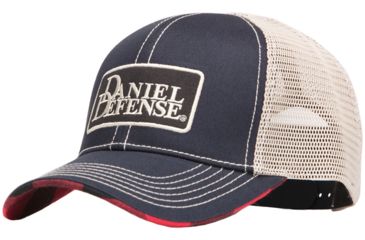 Image of Daniel Defense Georgia Trucker's Hat w/ Mesh and Logo, Red and Black Plaid, Navy/White, OS 14-044-21125