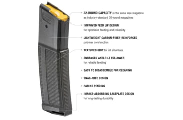 Image of Daniel Defense Rifle Magazine, AR-15/M4/M16 5.56mm 32 Rounds, Black, 13-072-16539-006-32RD