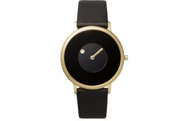 Image of Danish Design Iv11q748 Stainless Steel Mens Watch - Black Leather Band, Pol Gold Case, Black Face