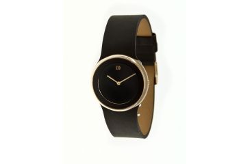 Image of Danish Design Iv11q866 Stainless Steel Mens Watch - Black Leather Band, Pol Gold Case, Black Face