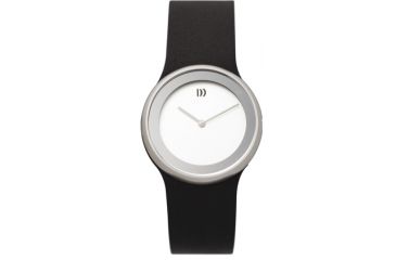 Image of Danish Design Iv12q866 Stainless Steel Mens Watch - Black Leather Band, Pol SS Case, White Face