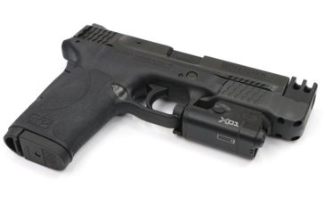 Image of Dark Hour Defense M&amp;P 380 EZ Compensated Stand Off Device w/Rail f/ Light Attachment, 6.5inX3.5inX2in, Black, DHMPSOD-EZ