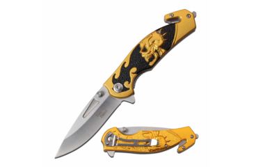 Image of Dark Side Blades DS-A064GD Spring Assisted Knife, 3.25in, 3CR13 Stainless Steel, Drop Point, Steel Blade, Aluminum Handle, Gold/Black, DS-A064GD