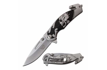 Image of Dark Side Blades DS-A064GY Spring Assisted Knife, 3.25in, 3CR13 Stainless Steel, Drop Point, Steel Blade, Aluminum Handle, Gray/Black, DS-A064GY