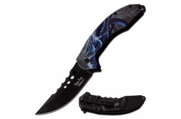 Image of Dark Side Blades DS-A072BL Spring Assisted Knife, 3.6in, 3CR13 Stainless Steel, Skinner, Black Blade, Aluminum Handle, Black/Blue, DS-A072BL