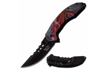 Image of Dark Side Blades DS-A072RD Spring Assisted Knife, 3.6in, 3CR13 Stainless Steel, Skinner, Black Blade, Aluminum Handle, Black/Red, DS-A072RD