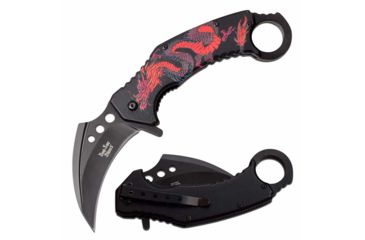 Image of Dark Side Blades DS-A076BRD Spring Assisted Knife, 3in, 3CR13 Stainless Steel, Karambit, Black Blade, Aluminum Handle, Black/Red, DS-A076BRD