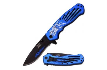 Image of Dark Side Blades Folding Blade, 3.5in, Stainless Steel Blade, Blue Aluminum Handle DS-A038BL