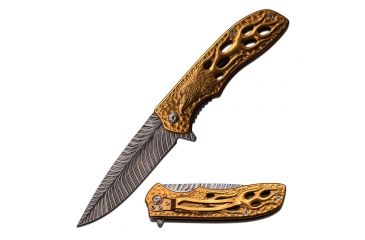 Image of Dark Side Blades Folding Blade, 3.75in, Stainless Steel Blade, Gold Titanium Coated Stainless Steel Handle DS-A043GD