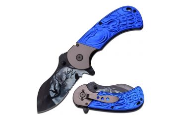 Image of Dark Side Blades Folding Blade, 4.5in, Stainless Steel Blade, Blue Die Casting Aluminum Handle DS-A009BL