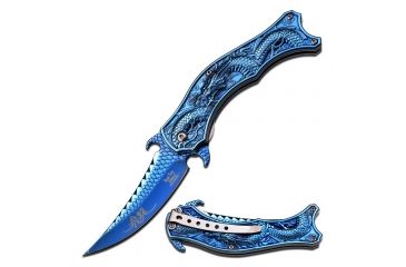 Image of Dark Side Blades Folding Blade, 4in, Stainless Steel Blade, Stainless Steel Blue Titanium Coated Mirror Handle DS-A019BL